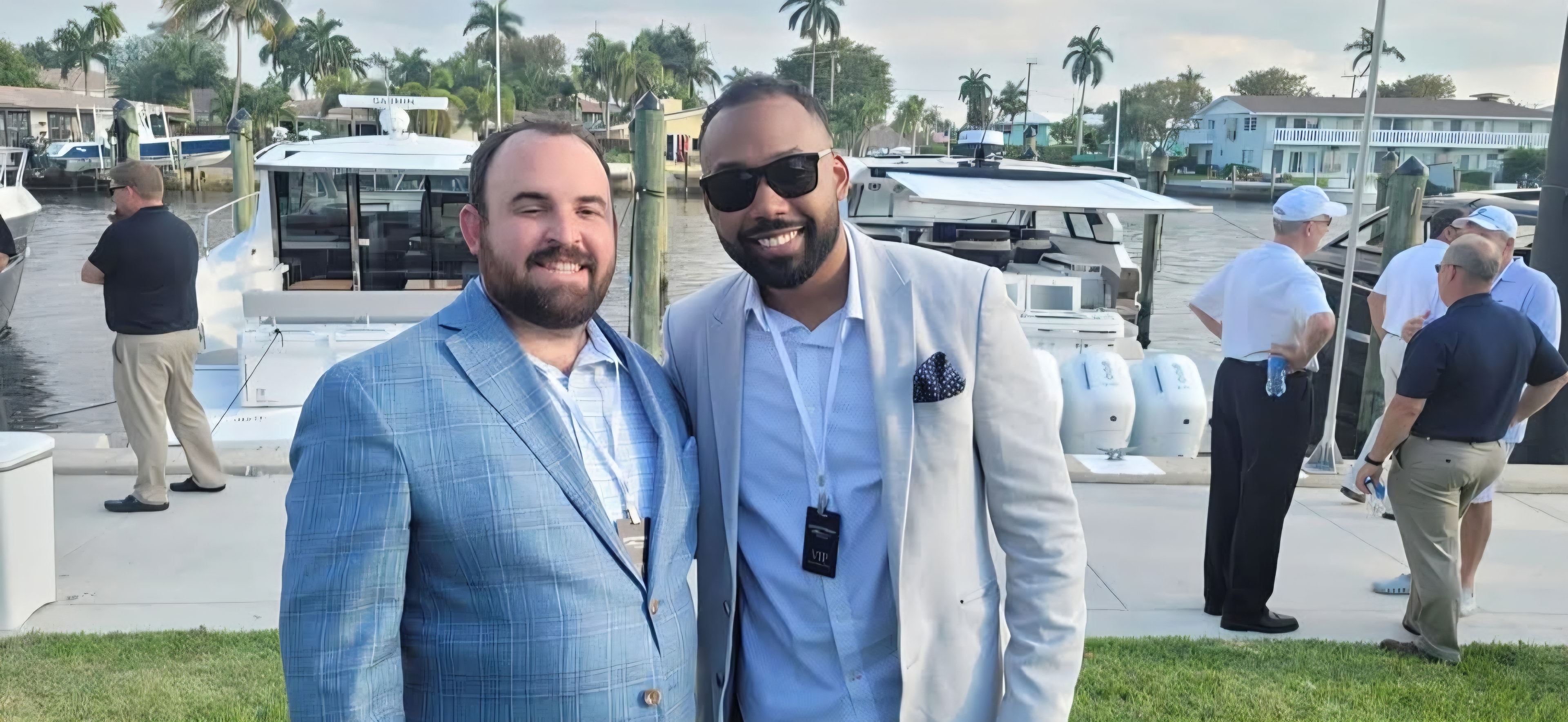Robert Nichols and Tim Thompson at a marina event